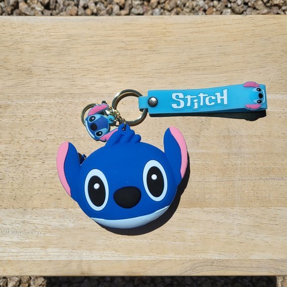 Disney Lilo & Stitch Keychain Coin Purse Stitch Face Key‎ Charm Wristlet - Picture 1 of 13